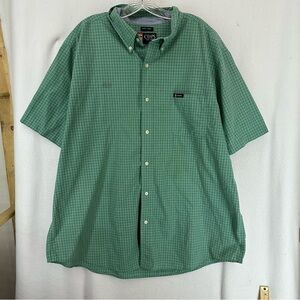 Chaps Short Sleeve Plaid Casual Button Down‎ Shirt Mens 2XL Green